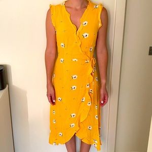 Brand new! Long layered yellow dress with flowers